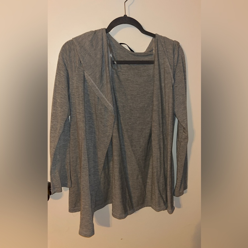 Gray Open Front Cardigan